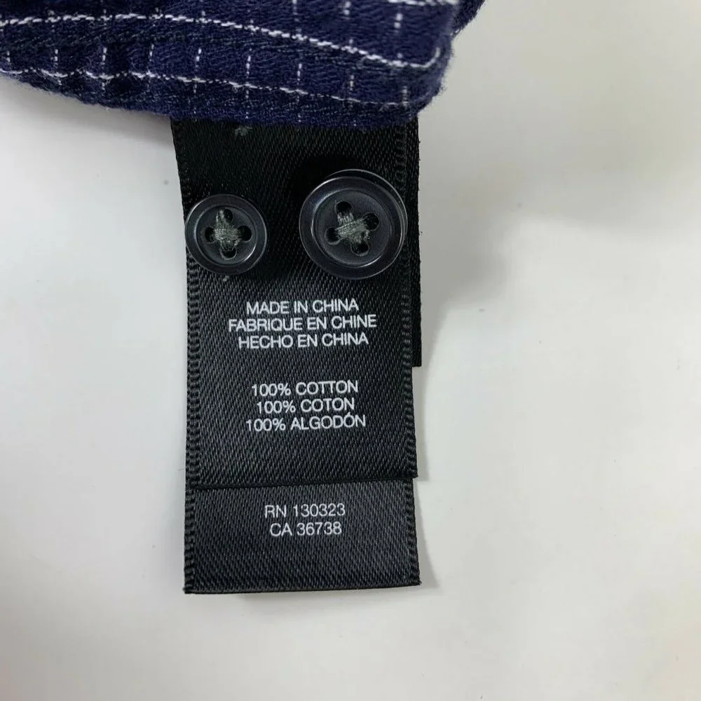 COPY - Kenneth Cole Button Down Shirt Mens Large Long Sleeve Blue Check Busines… - Picture 11 of 12